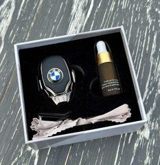 Ароматизатор повітря у авто з логотопом BMW ХРОМ Автопарфюм преміум сегмент подарункова упаковка