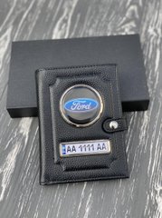 Портмоне для автодокументів і грошей Шкіряна обкладинка з логотипом FORD і гость. номером авто