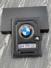 Портмоне для автодокументів і грошей Шкіряна обкладинка з логотипом BMW і гость. номером авто