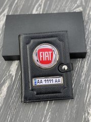 Портмоне для автодокументів і грошей Шкіряна обкладинка з логотипом FIAT і держ. номером авто