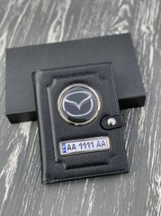 Портмоне для автодокументів і грошей Шкіряна обкладинка з логотипом MAZDA та держ. номером авто