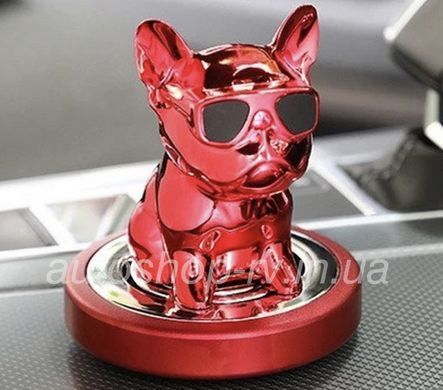 Ароматизатор в авто на торпеду Bulldog красный с качающейся головой в подарочной упаковке