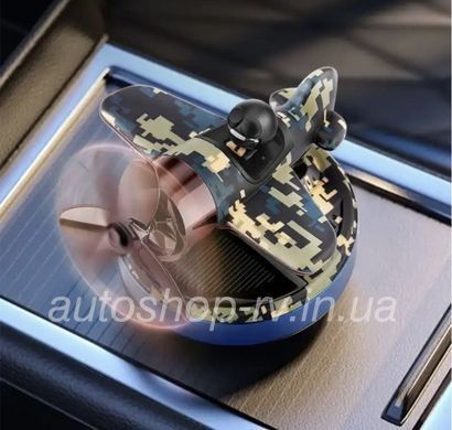 Ароматизатор в авто самолетик с пилотом на солнечной батарее Зелений Камуфляж