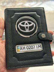 Портмоне для автодокументів і грошей Шкіряна обкладинка з логотипом TOYOTA та держ. номером авто