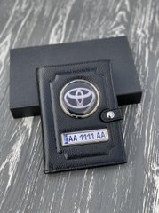 Портмоне для автодокументів і грошей Шкіряна обкладинка з логотипом TOYOTA та гость. номером авто