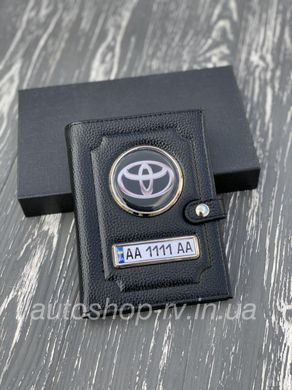 Портмоне для автодокументів і грошей Шкіряна обкладинка з логотипом TOYOTA та гость. номером авто